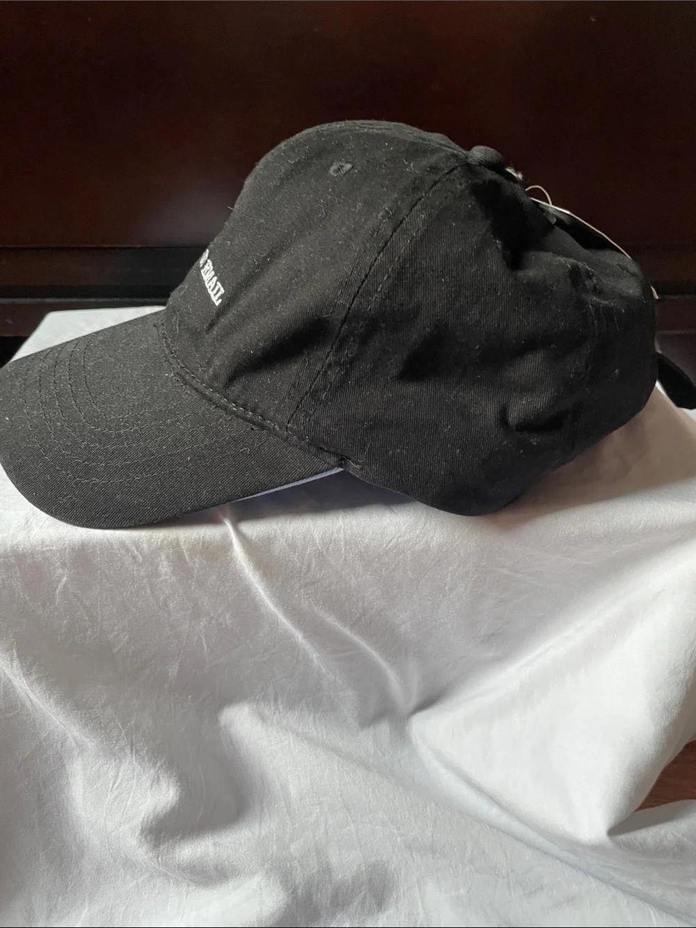 Time and Tru Black Baseball Cap with White Embroidered Text